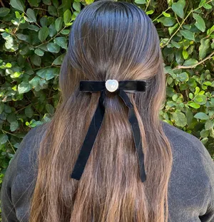 Black Heart bow coquette hair clip thumbnail 1