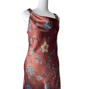 Vintage Y2K Faith Love Passion Brown Floral Cowl Neck Sleeveless Midi Dress thumbnail 5