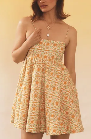 Anthropologie Maeve Printed Babydoll Mini Dress thumbnail 1