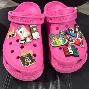 CROCS women’s Pink Slippers with Fun Charms thumbnail 1