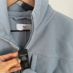 Aritzia 1 RARE Small TNA Polartec Fleece Full‎ Zip Hoodie Sweatshirt Icy Blue thumbnail 4