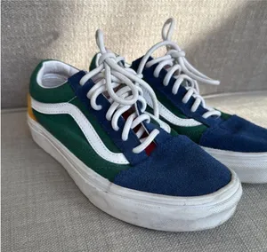 Vans Blue and Green Skate Sneakers with Suede Canvas thumbnail 2