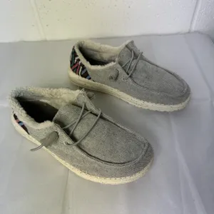 Hey Dude Wendy Funk Wool Grey Aztec Back Slip On Loafers Size‎ 6 thumbnail 2