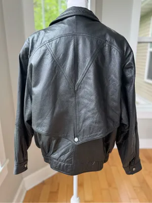 Vintage 80s 90s Wilson’s Leather Black Genuine Leather Bomber Jacket Sz Medium thumbnail 14