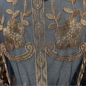 Haute Monde Kimono Duster Robe Jacket Women Size L Bronze Embroidery Boho Retro thumbnail 8