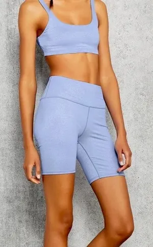 Alo Yoga Blue Shimmer Biker Shorts Size XS thumbnail 1