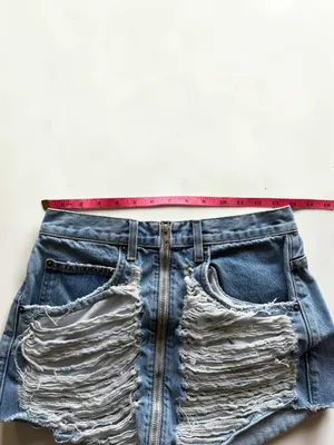 Carmar Los‎ Angeles Size 28 Extreme Distressed Denim Mini Skirt Front Zip thumbnail 6