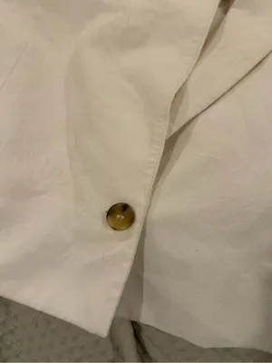 Zara linen Cropped Women's Blazer Jacket in Ivory thumbnail 4