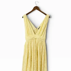 Lulus Sweet Sophistication Light Yellow Burnout Floral Maxi Dress size M NWT thumbnail 7
