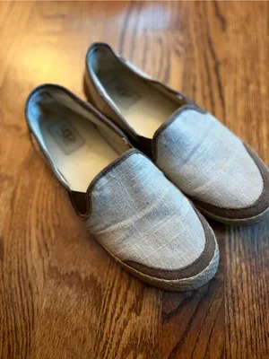 UGG Australia Taupe Linen Espadrille Slip-On Flats Loafers 7.5 thumbnail 2