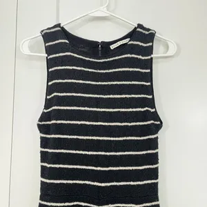 Alice + Olivia Small Black, White Monah Pinstripe Stretch Knit Sleeveless Dress thumbnail 7