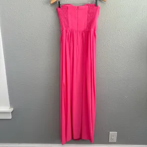 Amanda Uprichard Silk Strapless Maxi Dress Size Medium Hot Pink EUC‎ thumbnail 4