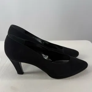 Vintage Stuart Weitzman Fabric Point Toe Pumps‎ in Black Size 10 thumbnail 4