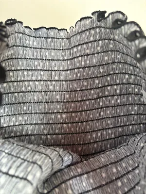 Good Days Project Black White Polka Dot Smocked Mesh Top S thumbnail 5