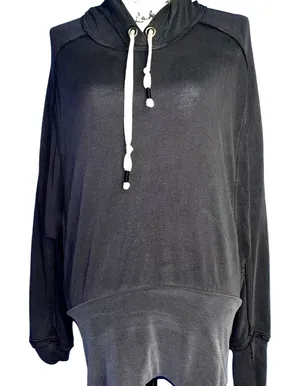FP Movement Free People Charcoal‎ Gray Oversized Exposed Seam Pullover Hoodie S thumbnail 1