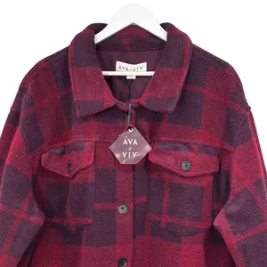 Ava & Viv Plaid Purple Burgundy Button Down Shacket Size 3x NWT thumbnail 2