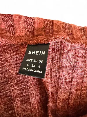 NWOT SHEIN Rust Ribbed Two Piece Crop Top Midi Skirt Set Small thumbnail 6