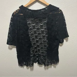 Vintage Whimsigoth Periwinkle Witchy Lace Shrug Fits S-XL thumbnail 4