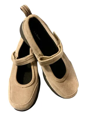 LL Bean Women’s Size 7.5 M Beige Suede Mary Jane Comfort Walking Shoes (Item 278614) thumbnail 1