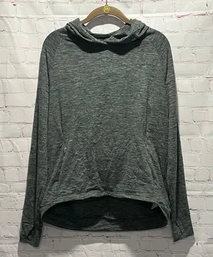 Asics Women's Charcoal Lightweight‎ Hooded Athletic Sweatshirt Woman’s L thumbnail 1