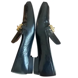 Tory Burch Jessa Black Leather Horsebit Horsehead Loafers Gold Size 8 thumbnail 6