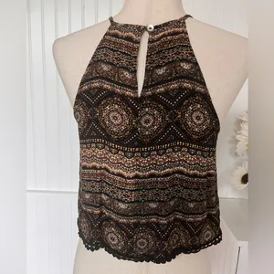 Forever 21 Black & Brown Cropped Tank Top thumbnail 3
