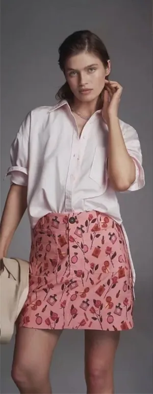 Anthropologie Maeve The‎ Anisa Makhoul Colette Mini Skirt Pink Rose Size Small thumbnail 1