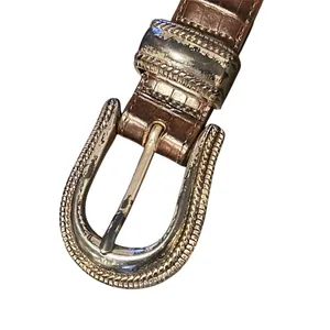 Brighton Womens Belt Brown Croc Embossed Western Buckle Size M 30 thumbnail 3