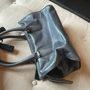 COACH Chelsea Carryall Purse‎ Pleated Grey Patent Black Leather Tassel thumbnail 7