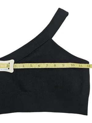One-Shoulder Ribbed Black Crop Top or Activewear Bra thumbnail 5