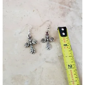 Cross Earrings Silver Tone thumbnail 2