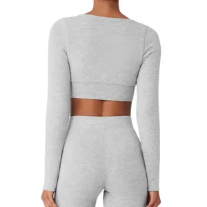 alo Alolux Cropped Me Time Cardigan *Athletic Heather Grey thumbnail 7