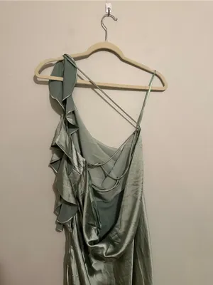 Selfie Leslie Jayda One Shoulder Ruffle Trim Maxi Dress Sage NWT Size XXL thumbnail 13