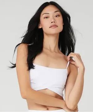 Alo Yoga Airbrush Enso Criss Cross White Sports Bra thumbnail 1