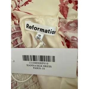Reformation Sianna Silk Dress In Paris Floral Statin Prarie Sz. 10 NWT Coquette‎ thumbnail 16