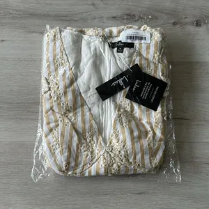 Lulus Sunny Crush Striped Embroidered Mini Dress Beige/Ivory M NWT IN PACKAGE thumbnail 11