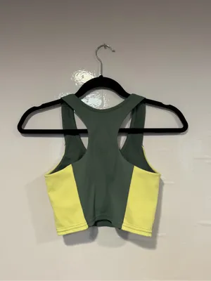 Move Theology Colorblock Racerback Sports‎ Bra — Olive Green & Lime thumbnail 3