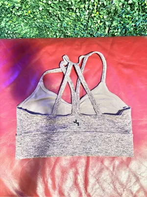 JoyLab Gray Heather Strappy Sports Bra with Crisscross Back thumbnail 2