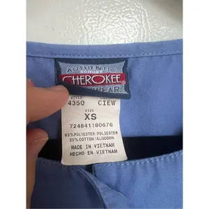 Cherokee Workwear Blue Long Sleeve Snap Button Up Scrub Top Woman’s Size XS thumbnail 5