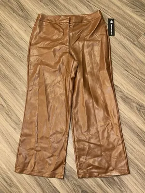 Bagatelle‎ Womens Cognac Faux Leather Cropped Wide Leg Flare Pants Size M thumbnail 1
