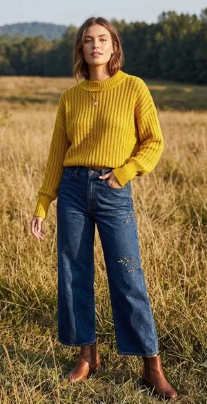 Marc NY Mustard Yellow Open Knit Cotton Sweater Size M thumbnail 1