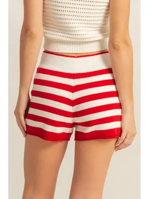Double Zero Fitted Knit Red Stripe Shorts thumbnail 2