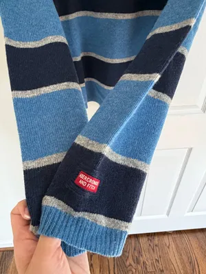 Abercrombie & Fitch Men's Sweater Lambswool Blend Blue Striped L Muscle Y2K VTG thumbnail 5