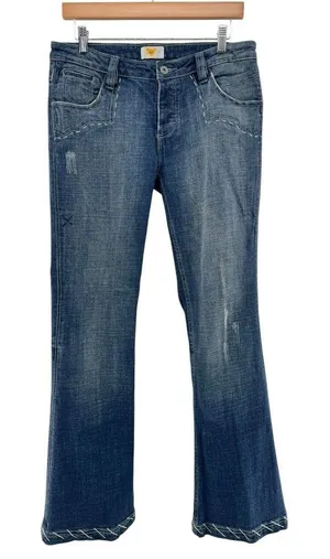 Antik Denim Women's Size 29 Bootcut Embroidered Indigo‎ Blue Jeans Button Fly thumbnail 1