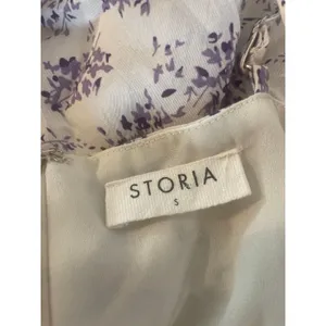 STORIA Babydoll Mini Dress Purple Floral Size Small S FEMININE COTTAGE thumbnail 4