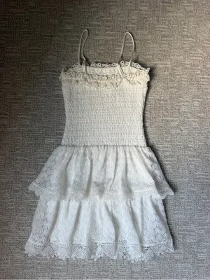 COCOLILLYS White Strapless Ruffled Mini Dress thumbnail 4