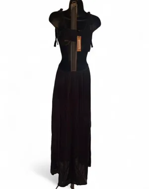 Nasty Gal black maxi dress with cut out detail and tie up straps. Size: S #goth #party #eveningwear thumbnail 2