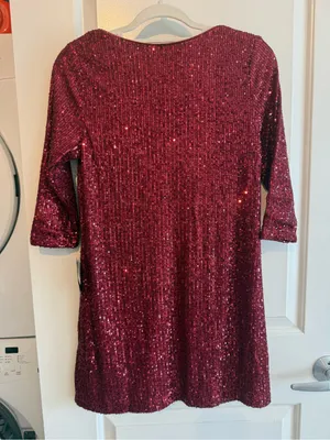 Lulu's Burgundy Sequin V-Neck Mini Dress thumbnail 4