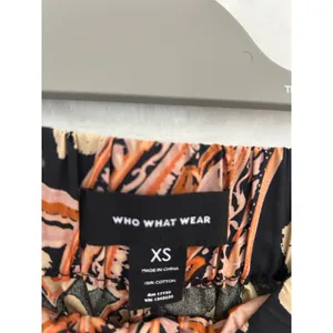 Who What Wear Womens‎ XS Paisley Spotted Print Cotton Pull On Pants Black Orange thumbnail 3
