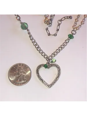 American Eagle AE Boho Brown Silver Tone Beaded Heart Pendant Necklace thumbnail 7